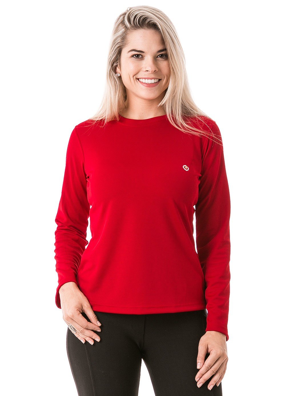 feminina t shirt longa dry vermelha frente b