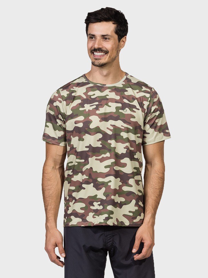camisa camuflada masculina manga curta protecao solar extreme uv militar frente c