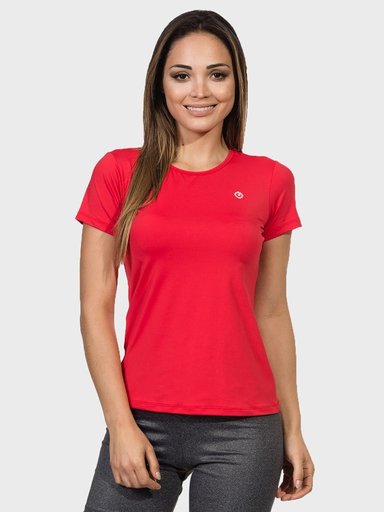 camisa uv feminina new dry com protecao solar manga curta extreme uv vermelha frente c