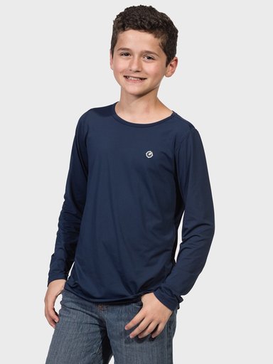 camisa uv infantil masculina ice manga longa com protecao solar extreme uv marinho frente c