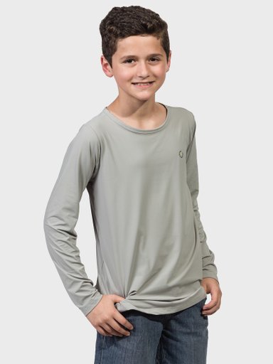 camisa uv infantil masculina ice manga longa com protecao solar extreme uv cinza frente c