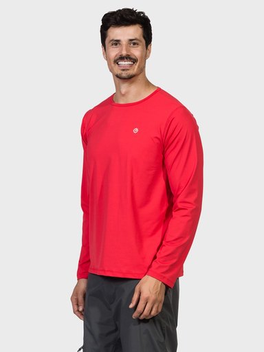 camisa uv masculina ice manga longa com protecao solar extreme uv vermelha lateral c