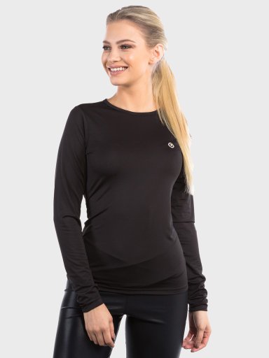 camisa segunda pele basic com protecao solar extreme uv feminina preta frente c