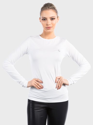 camisa segunda pele ice com protecao solar extreme uv feminina frente branca c