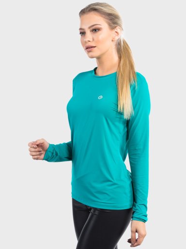 camisa uv ice 3d com protecao solar extreme uv feminina lateral verde c