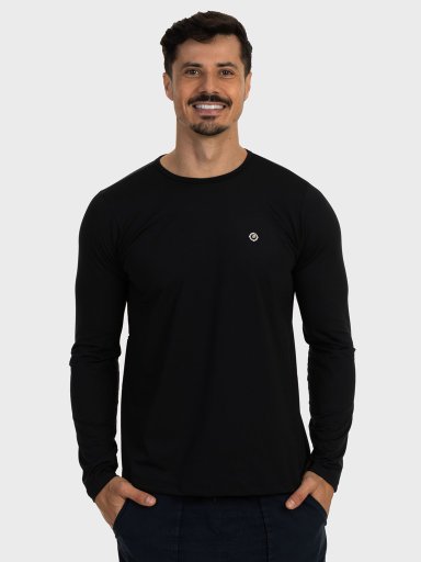 camisa masculina termica leve para frio extreme uv preta frente c