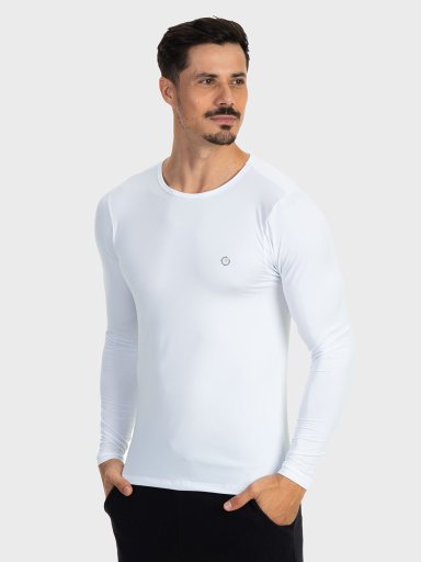 camisa segunda pele termica com protecao solar extreme uv masculina branca lateral c