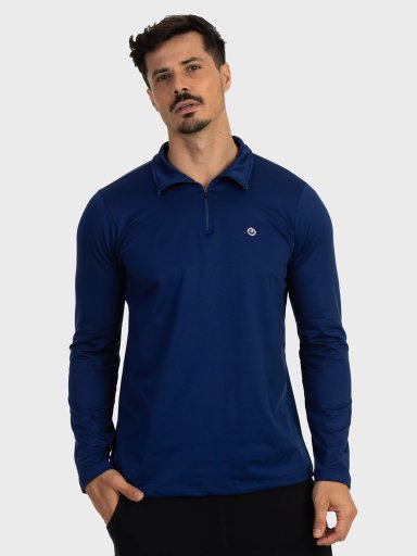 camisa termica masculina gola alta com protecao solar extreme uv azul frente 2 c