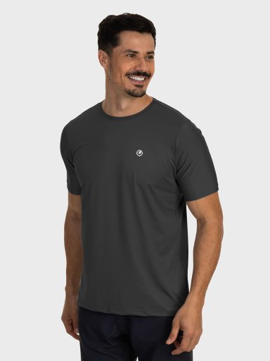camiseta basic masculina com protecao solar manga curta extreme uv new dry cinza chumbo lateral c n