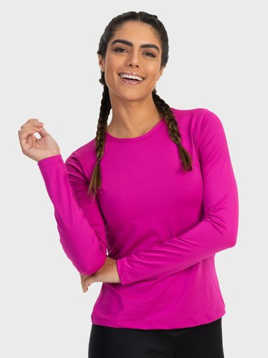camisa uv feminina newdry com protecao solar manga longa extreme uv pink lateral 2 c