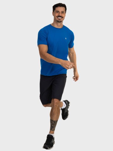 camiseta basic masculina com protecao solar manga curta extreme uv new dry azul frente c n