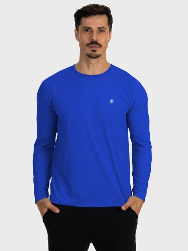 camisa masculina basic dry com protecao solar manga longa extreme uv azul frente b n