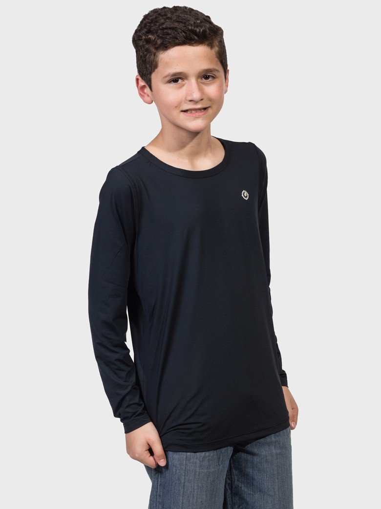 camisa uv infantil masculina termica manga longa com protecao solar extreme uv preta lateral c