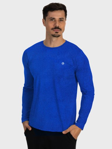 masculina t shirt longa mescla azul frente c