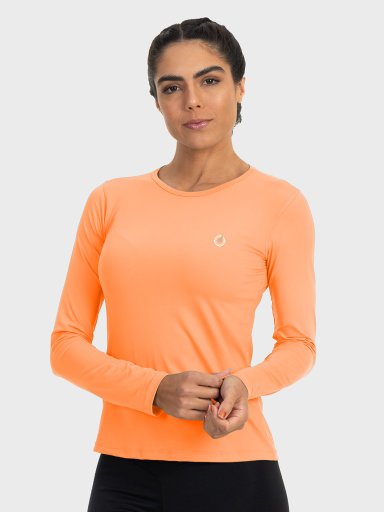 camisa uv feminia longa ice laranja claro frente c