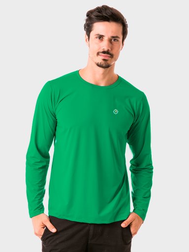 camisa uv masculina ice manga longa com protecao solar extreme uv verde bandeira frente c